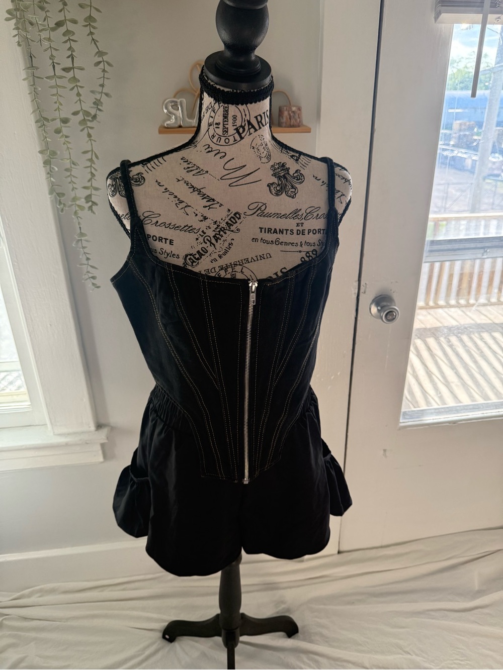 Boohoo Dark Denim Corset Top